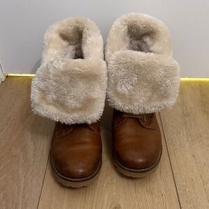 Remonte Brown Leather Boots fur lined